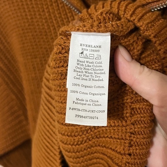 NEW Everlane Women Organic Cotton Full Zip Cardigan Brown Medium - Picture 9 of 12